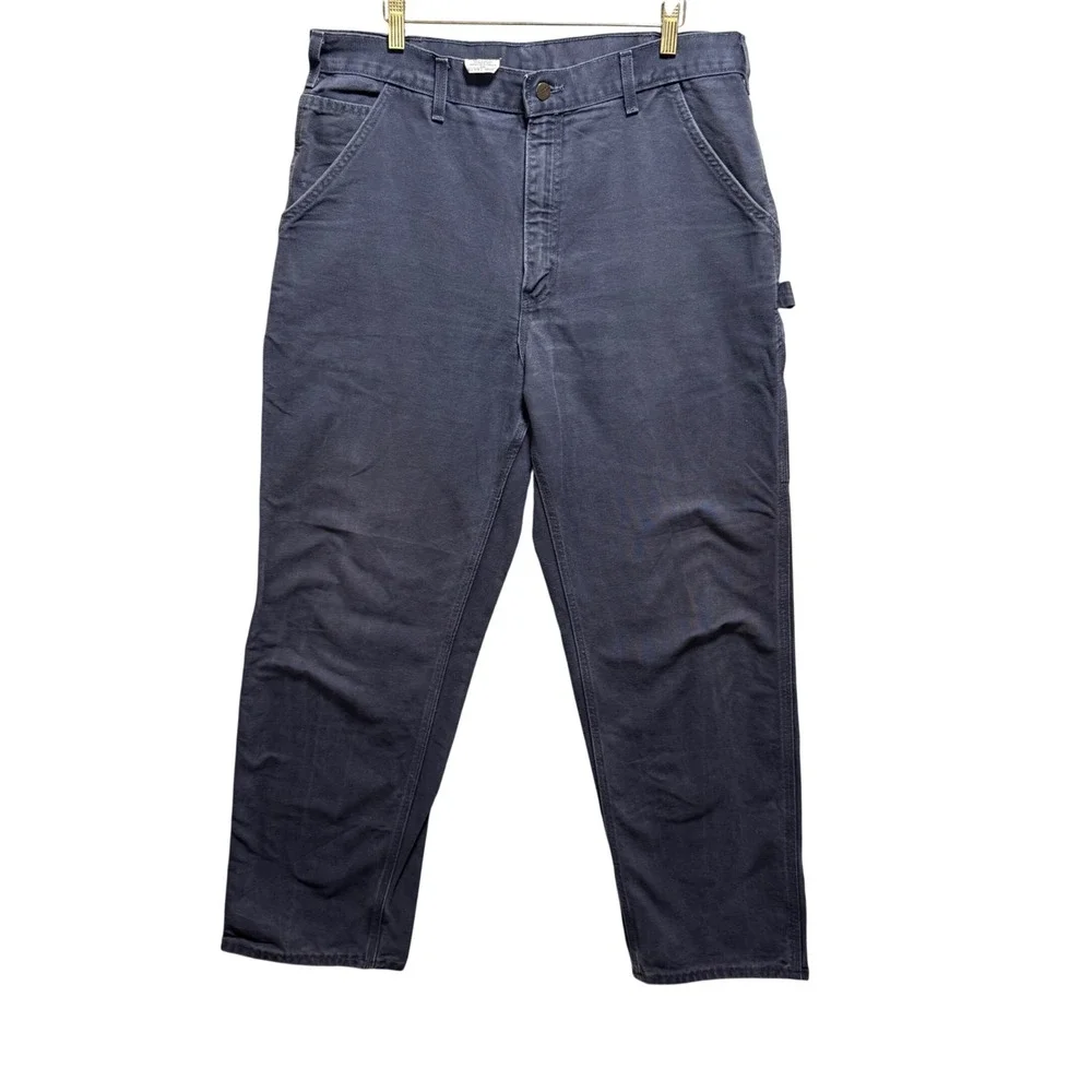 Carhartt B11 PTD Washed Duck Work Dungaree Carpenter Pants Mens‎ 36x32 Grey Blue